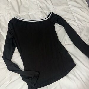 Black Long Sleeve One Shoulder Women's Top